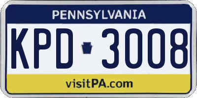 PA license plate KPD3008