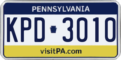 PA license plate KPD3010