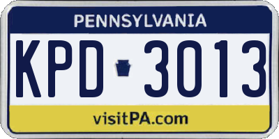 PA license plate KPD3013