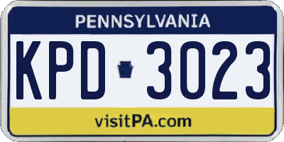 PA license plate KPD3023