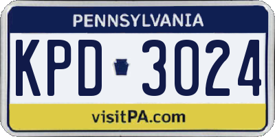 PA license plate KPD3024