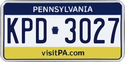 PA license plate KPD3027