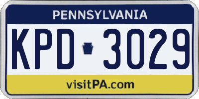 PA license plate KPD3029