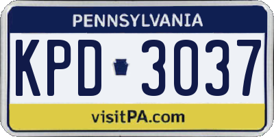 PA license plate KPD3037