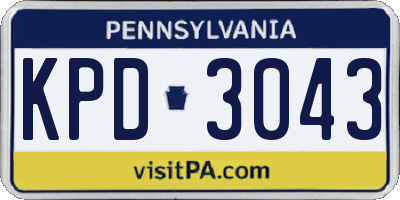 PA license plate KPD3043