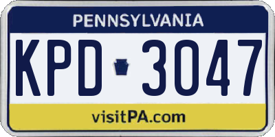 PA license plate KPD3047