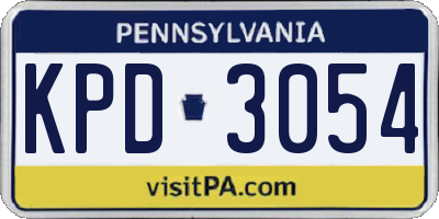 PA license plate KPD3054
