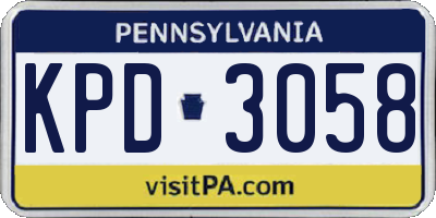 PA license plate KPD3058