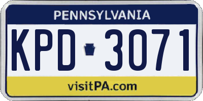 PA license plate KPD3071