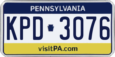 PA license plate KPD3076