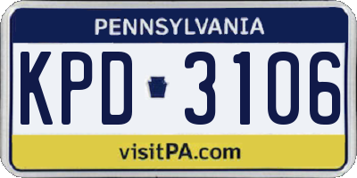 PA license plate KPD3106
