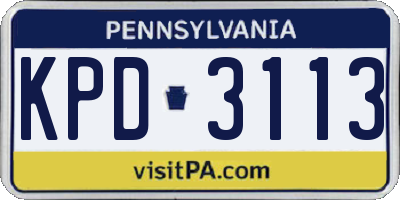 PA license plate KPD3113