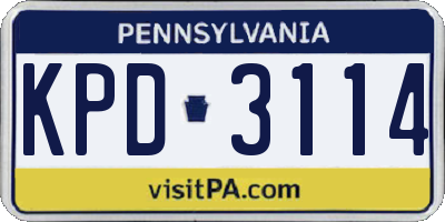 PA license plate KPD3114