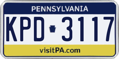 PA license plate KPD3117