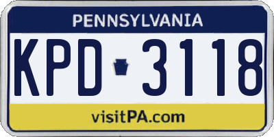 PA license plate KPD3118