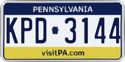 PA license plate KPD3144