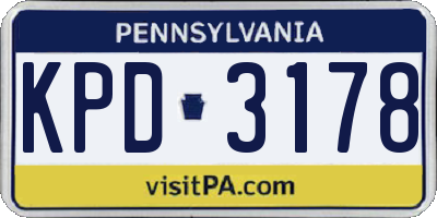 PA license plate KPD3178