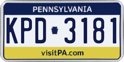 PA license plate KPD3181