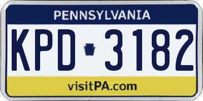 PA license plate KPD3182