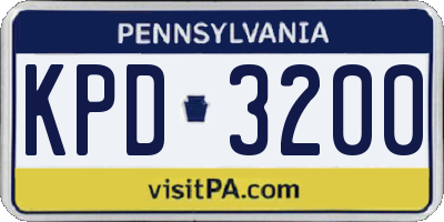 PA license plate KPD3200