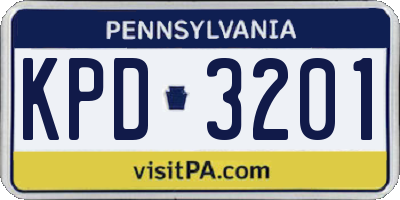 PA license plate KPD3201