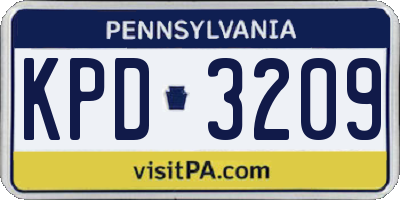 PA license plate KPD3209