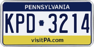 PA license plate KPD3214