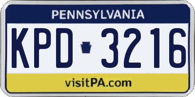 PA license plate KPD3216
