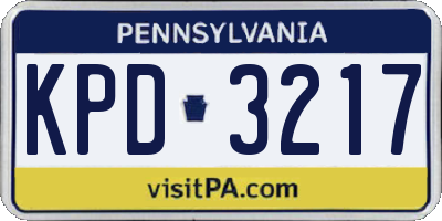 PA license plate KPD3217