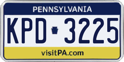 PA license plate KPD3225