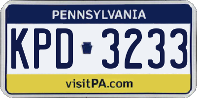 PA license plate KPD3233
