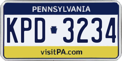 PA license plate KPD3234