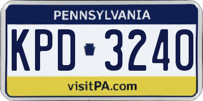 PA license plate KPD3240