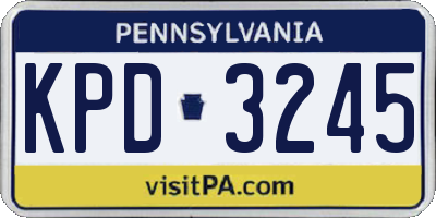PA license plate KPD3245