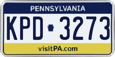 PA license plate KPD3273