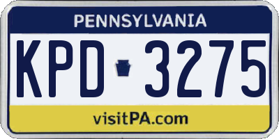 PA license plate KPD3275