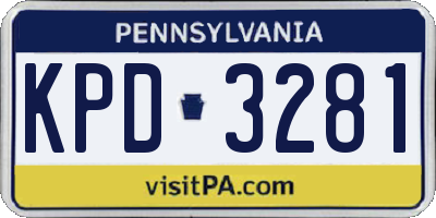 PA license plate KPD3281