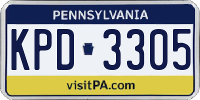 PA license plate KPD3305