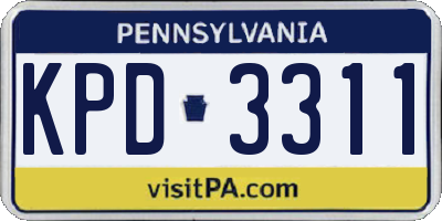 PA license plate KPD3311