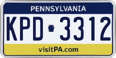 PA license plate KPD3312
