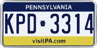 PA license plate KPD3314