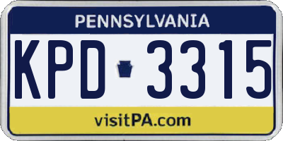 PA license plate KPD3315