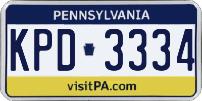 PA license plate KPD3334