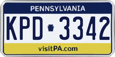 PA license plate KPD3342