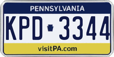 PA license plate KPD3344