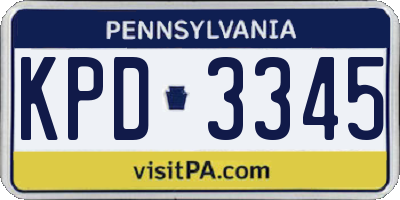 PA license plate KPD3345