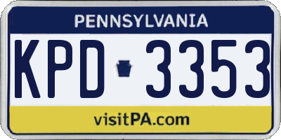 PA license plate KPD3353
