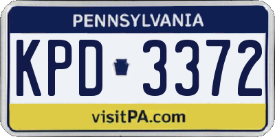 PA license plate KPD3372