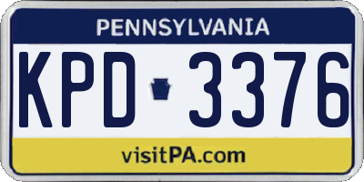 PA license plate KPD3376