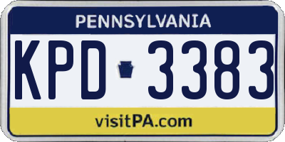 PA license plate KPD3383